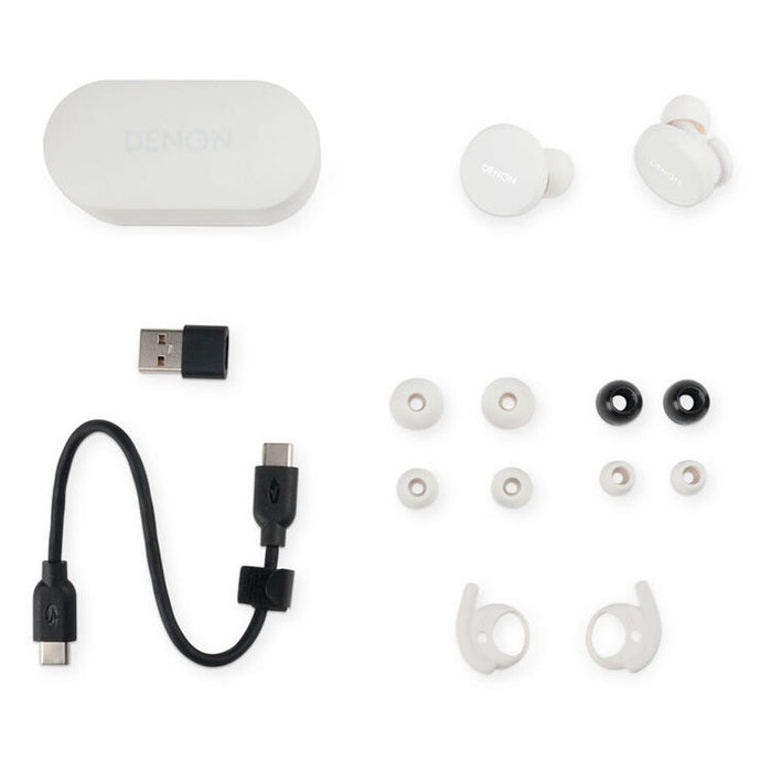 Denon PERL | In-Ear Headphones - Wireless - Bluetooth - Masimo Adaptive Acoustic Technology - White-Bax Audio Video