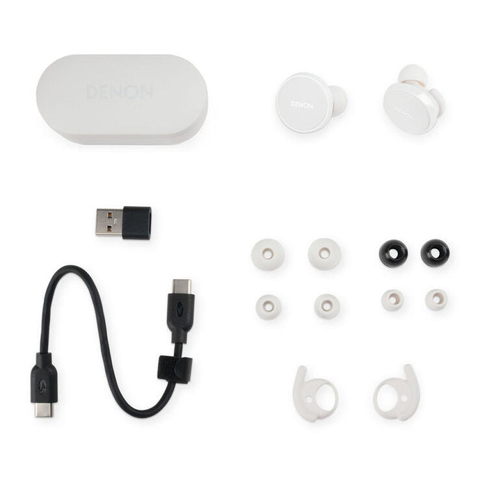 Denon PERL PRO | In-Ear Headphones - Wireless - Bluetooth - Masimo Adaptive Acoustic Technology - White-Bax Audio Video