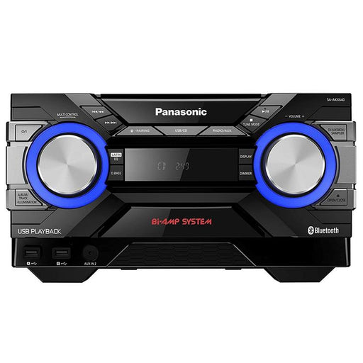 Panasonic SC-AKX640K | CD Stereo System - Bluetooth - AIRQUAKE BASS - Bi-Amp - DJ Jukebox - Multicolored LED lighting - Front view | Bax Audio Video