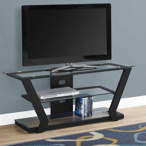Monarch Specialties I 2588 | TV stand - 48" - Black metal - Tempered glass-SONXPLUS Rockland