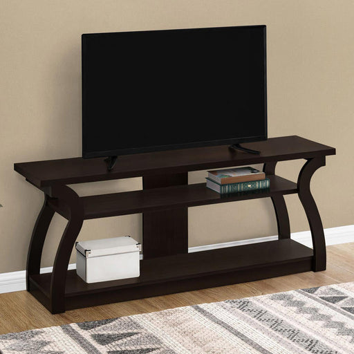 Monarch Specialties I 2667 | TV stand - 60" - Open concept with 3 levels - Espresso-SONXPLUS Rockland
