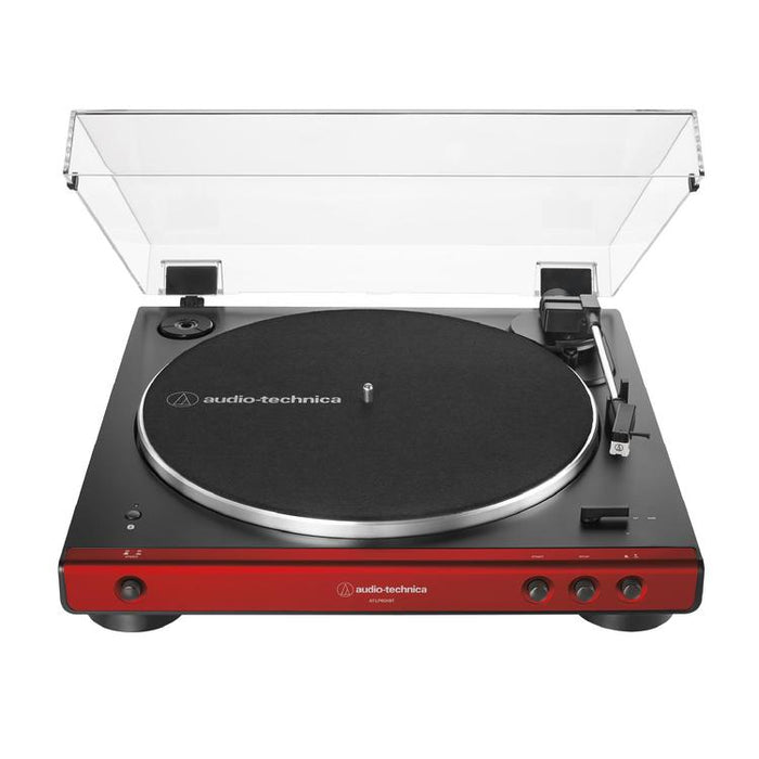 Audio Technica AT-LP60XBT-RD | Turntable Stereo - Wireless - Bluetooth - Belt Drive - Fully Automatic - Red-Bax Audio Video