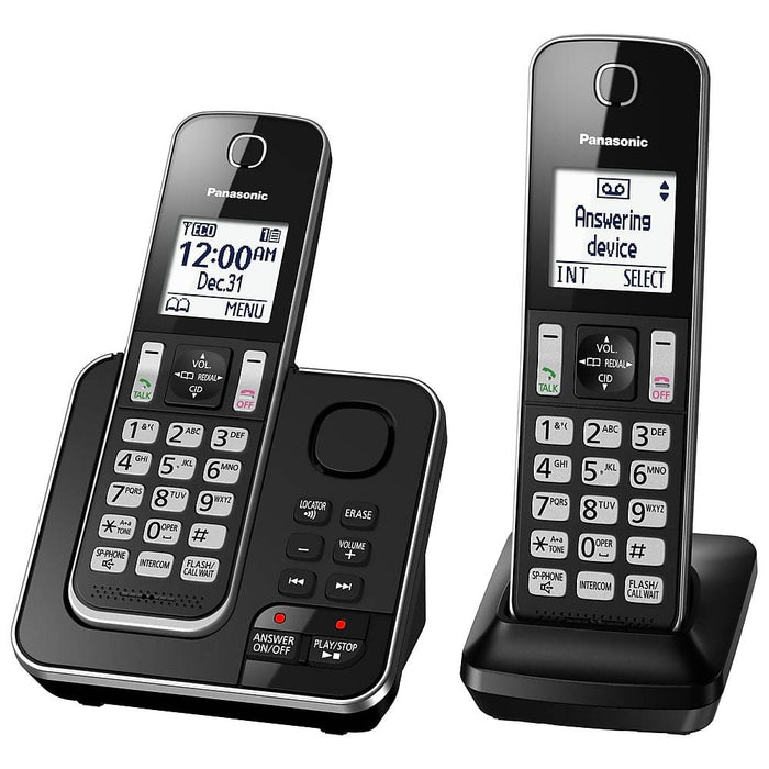 Panasonic KX-TGD392B | Cordless phone - 2 handsets - Recorder - Black-Sonxplus Rockland