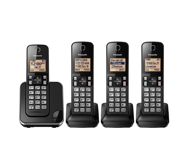Panasonic KX-TGC384B | Cordless phone - 4 handsets - Black-Sonxplus Rockland